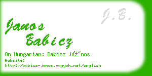 janos babicz business card